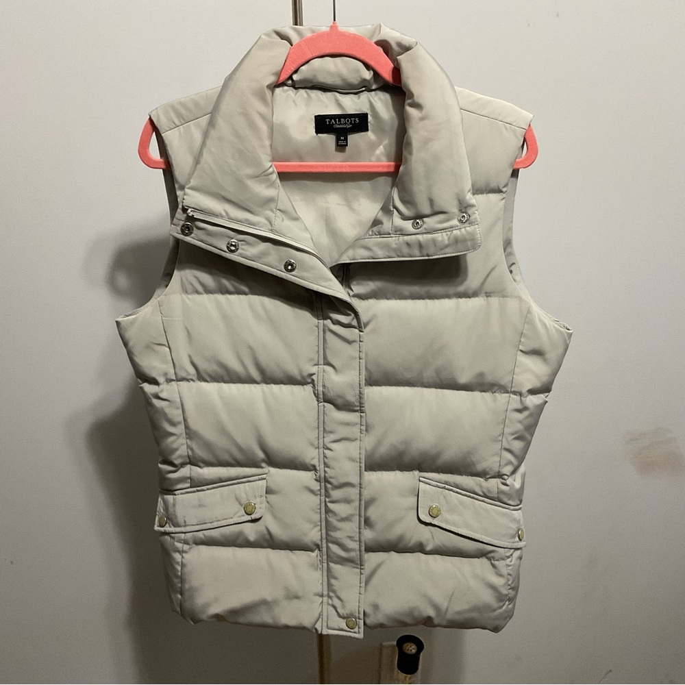Talbots Gray Puffer Vest Size M